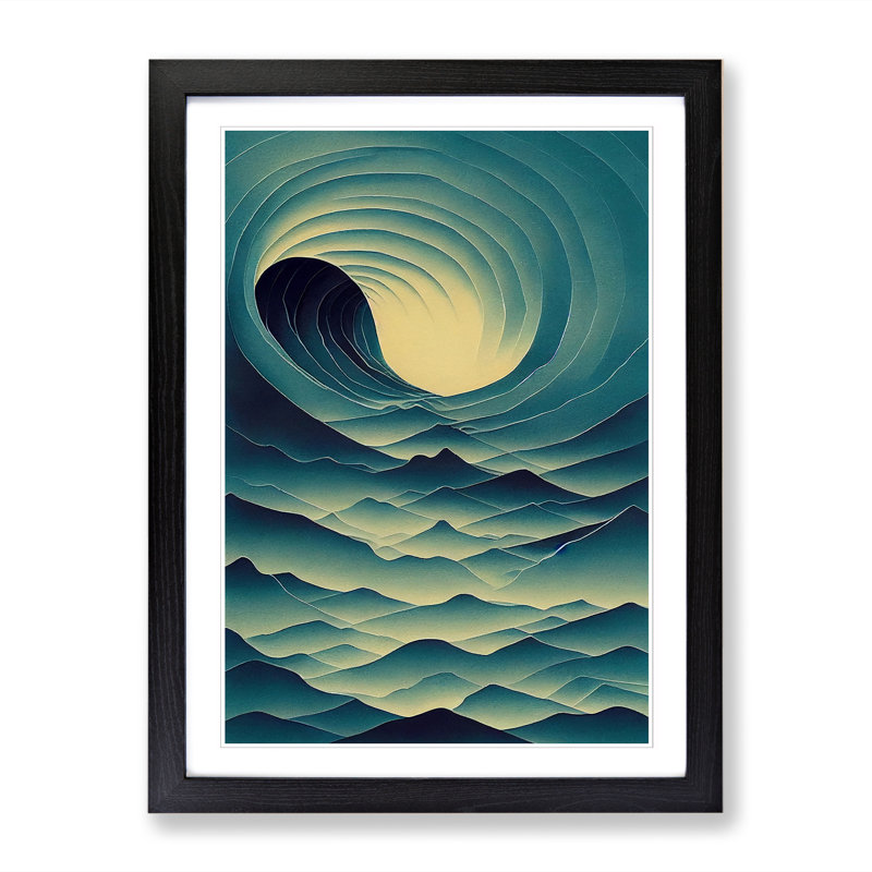 Seascape Ocean Design Vol.5 - Single Picture Frame Print, 34cm H x 25cm W x 2cm D, Walnut