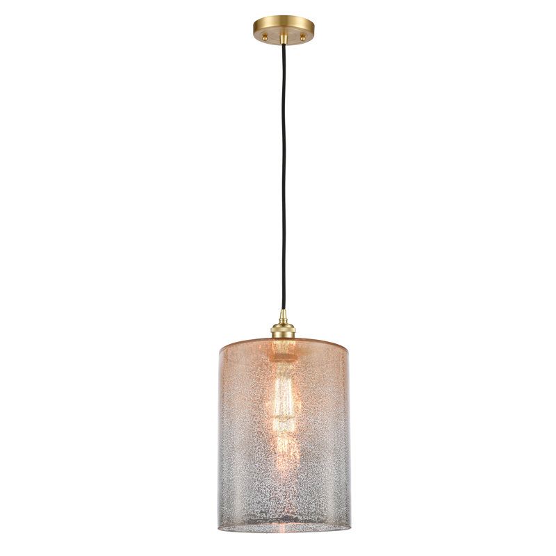 Luminaire suspendu cylindrique à 1 lumière Leilani, Ampoule non incluse, Mercure, Or satiné