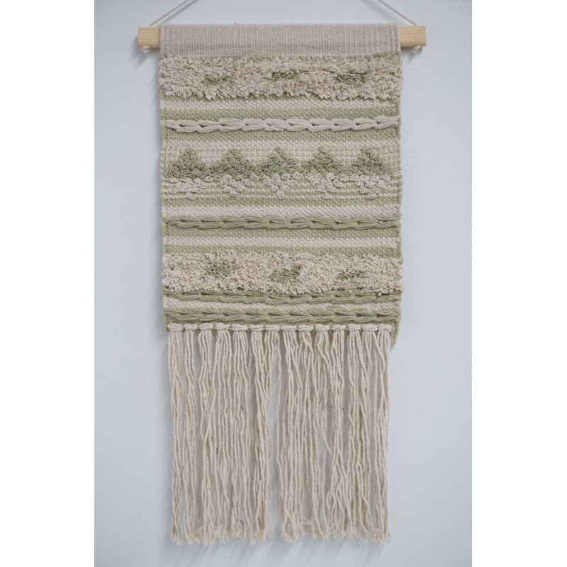 Applique murale en laine et coton macramé avec tringle incluse