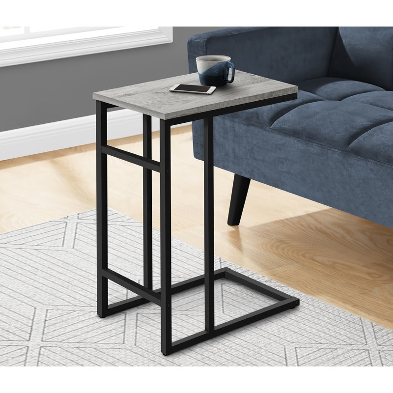 Table d'appoint, en forme de C, bout, côté, collation, stratifié gris, métal noir, contemporain, moderne, Grey