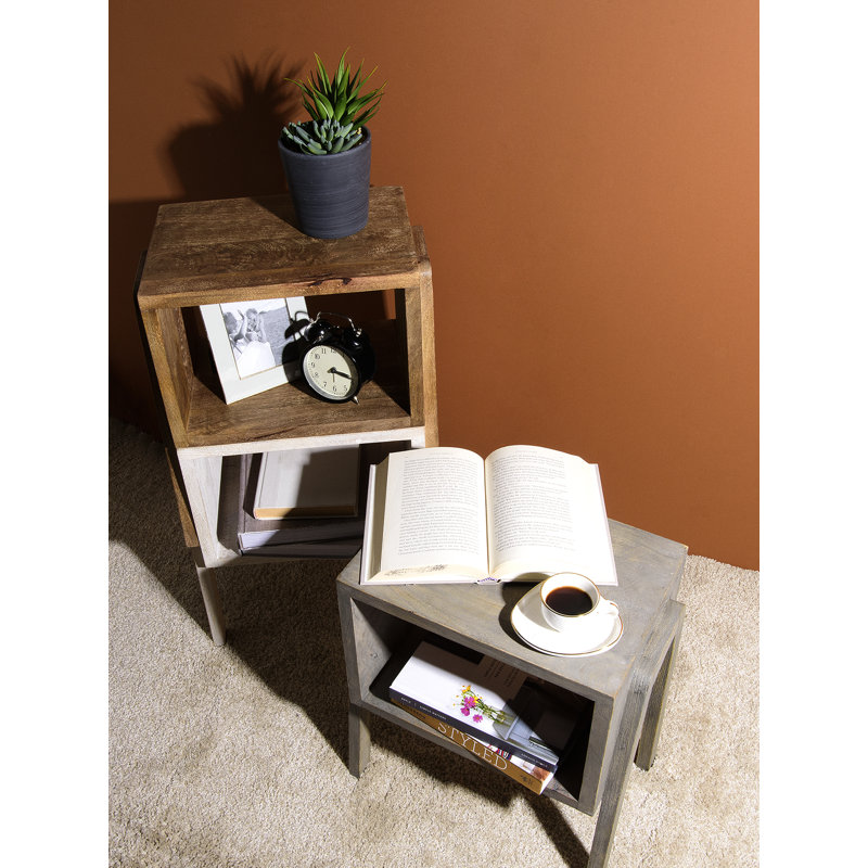 Table de bout avec rangement Oakhaven, Gris