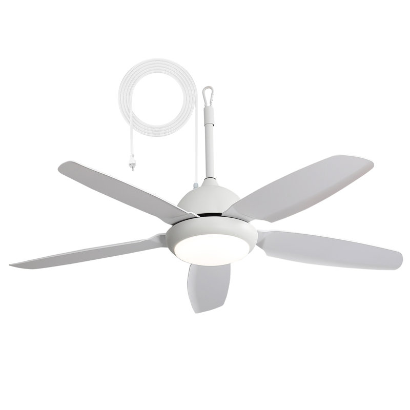 52-Inch Matte White Ceiling Fan with Light, Dimmable LED with Memory Function, DC Motor, IP65 Rated