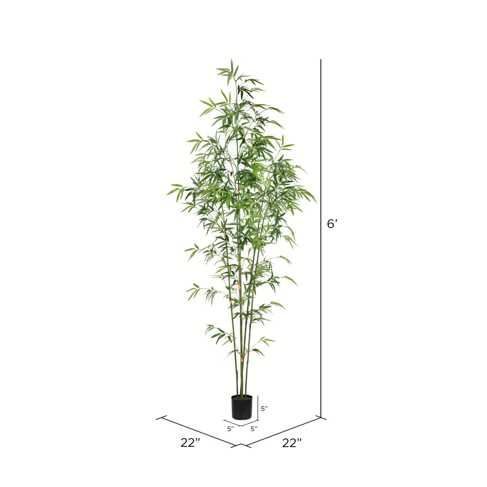 96" Bamboo Tree in Pot, 72" H x 22" W x 22" D