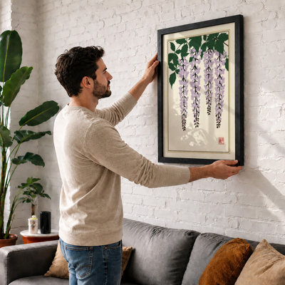 Cascading Wisteria Japandi - Framed Print