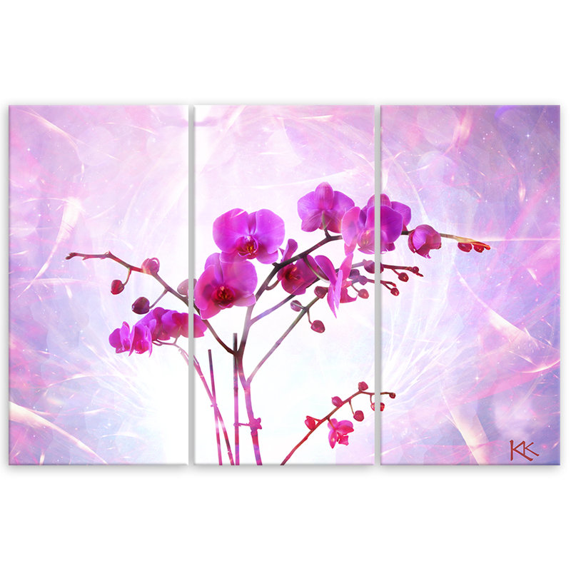 Essential Orchid - 3 Piece No Frame Set on Canvas