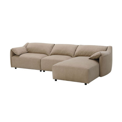 Veata Light Brown Suede Sectional Sofa