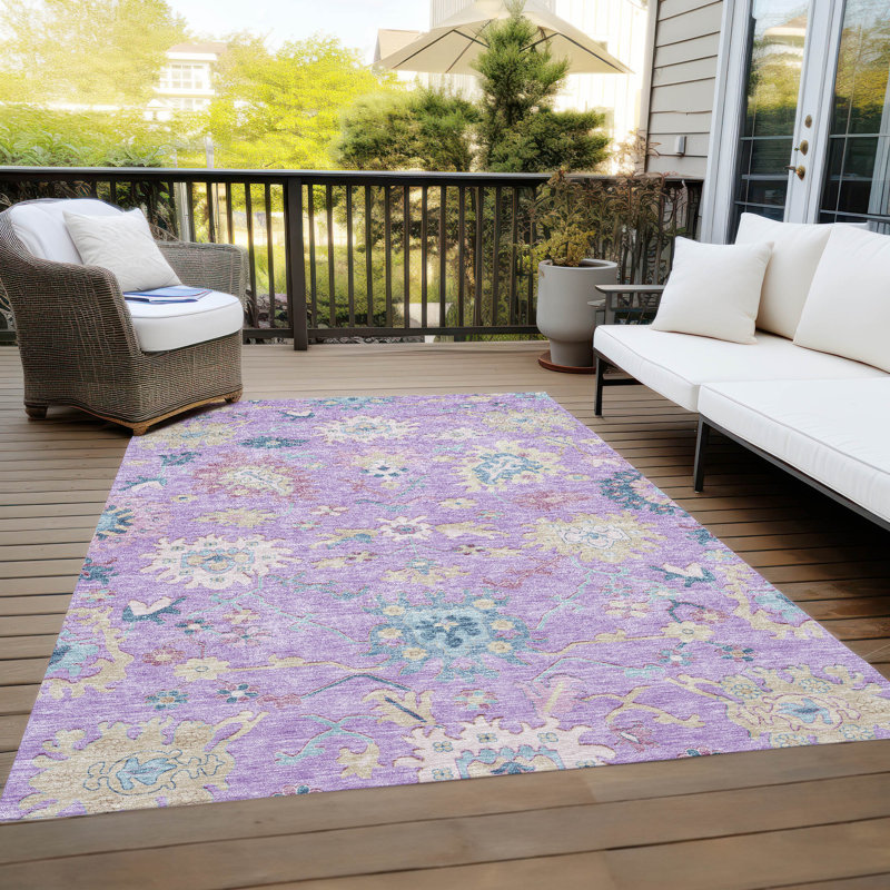 Machine Washable Indoor/Outdoor Cicel ACN1154 Purple Rug, Rectangle 3' x 5'