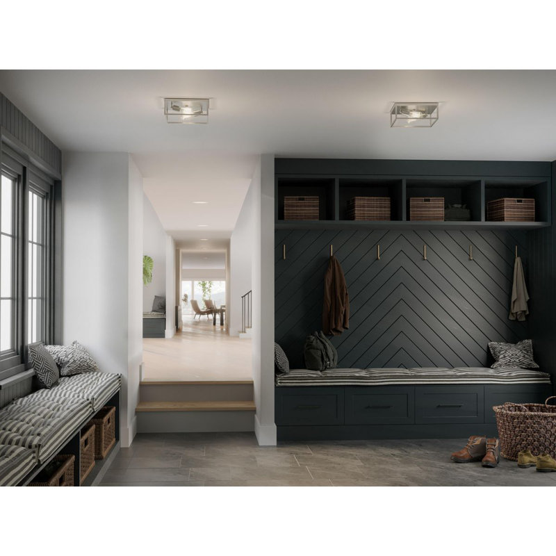 Plafonnier encastré 2 lumières Chaya, Nickel brossé
