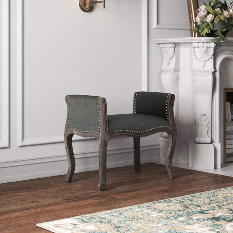  Upholstered Bench, Grey