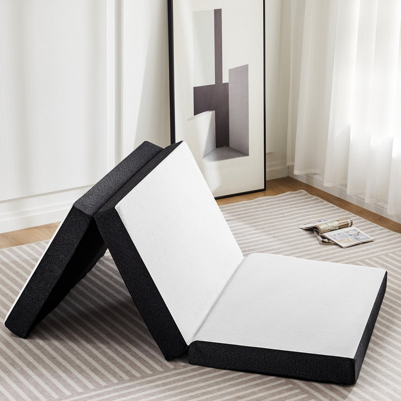 Alwyn Home Portable Tri Folding Medium Gel Memory Foam Mattress, Super Single, 3"