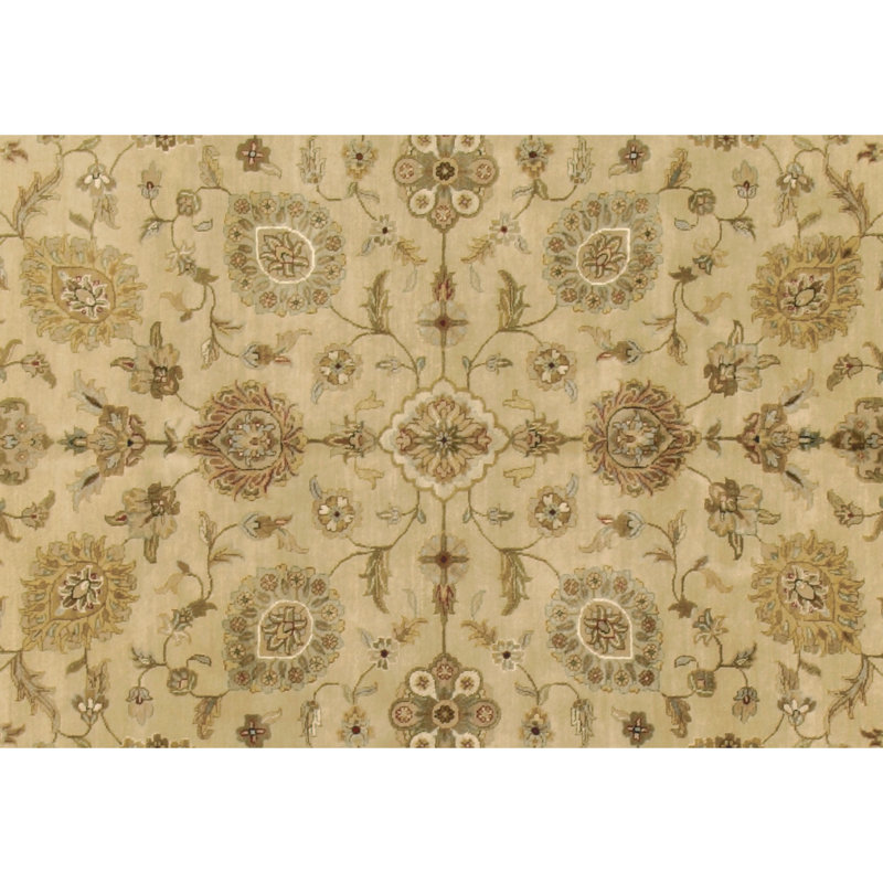 Hand Knotted Wool Oriental Area Rug in Gold/Black, Rectangle 4' x 6'