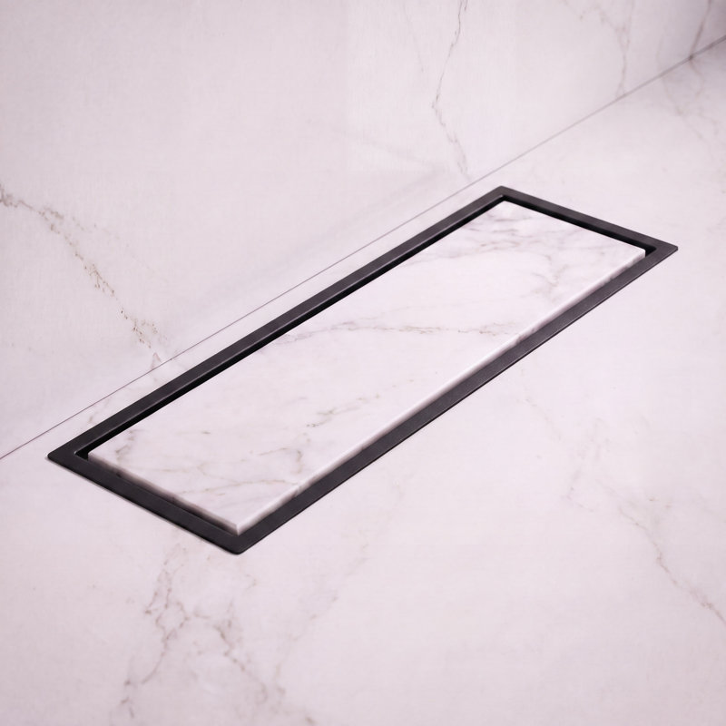 12" Linear Grid Shower Drain, Matte Black