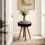 Table basse ronde de 15,7 pouces, style Mid-Century moderne, style multi-coordonnées, convient aux petits espaces, facile à nettoyer, noir et brun, style scandinave compact