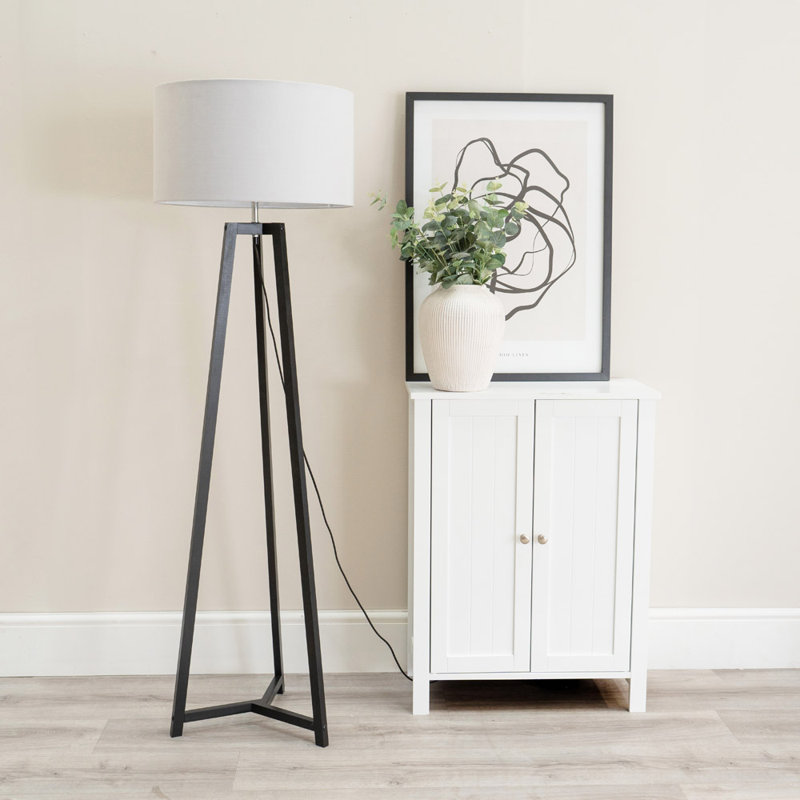 Rhavyn 148cm Traditional Floor Lamp, Grey, Matte Black