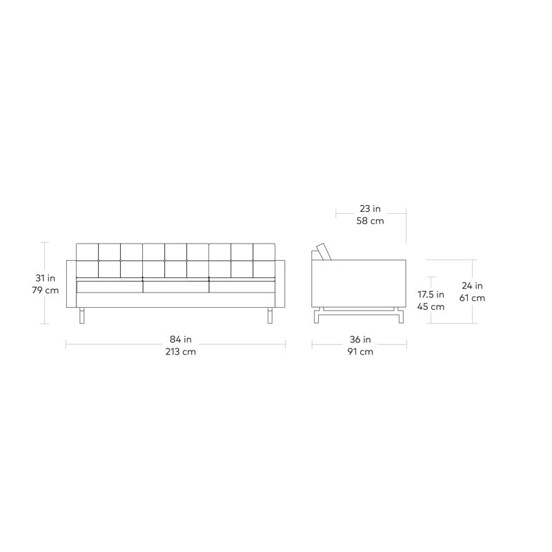 Jane 2 Sofa, Bayview Silver Performance Twill, Brown
