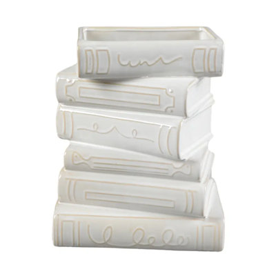 Stacked Books Ceramic Vase