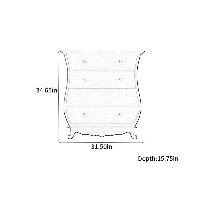 Armoire rétro à quatre tiroirs en forme de taille