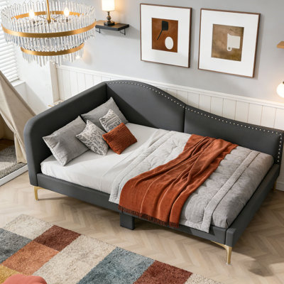 Upholstered Daybed with Headboard and Armrest