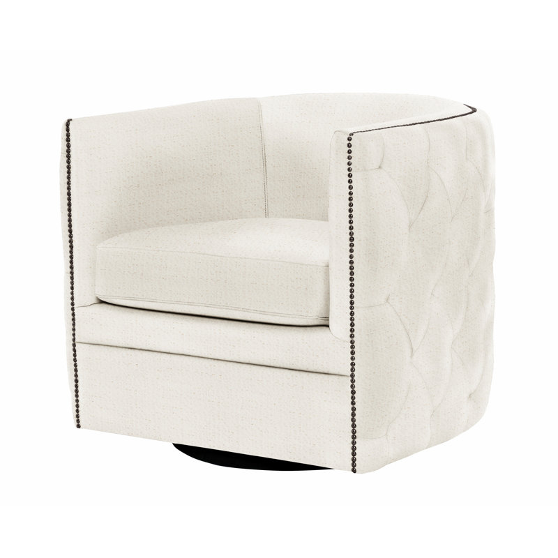 Palazzo 31.5'' Wide Tufted Swivel Barrel Chair, Antique Nickel, Dorado Snow Crypton® Chenille 5558-000