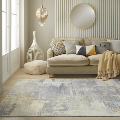 Lux Abstract Ultra soft Stain Guarded Grey Area Rug