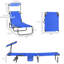 Blue Beach Chairs - Folding Chaise Lounge Pool With Sun Canopy, Reclining , Steel Frame, Side Pocket For Outdoor Leisure In Patio, Yard, Patio Lounges Canopy Shade, Back, Construction, Relax Beach,