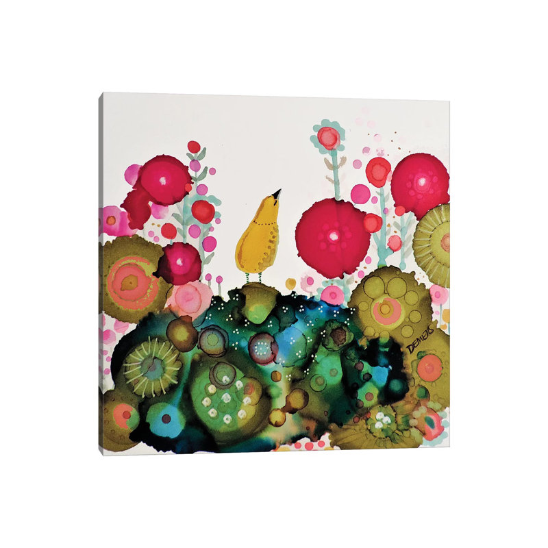 «Joy» par Sylvie Demers, peinture sur toile tendue, H 12 po x l 12 po x P 0,75 po