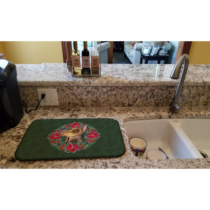 Tapis de séchage en couronne doberman pinscher poinsetta
