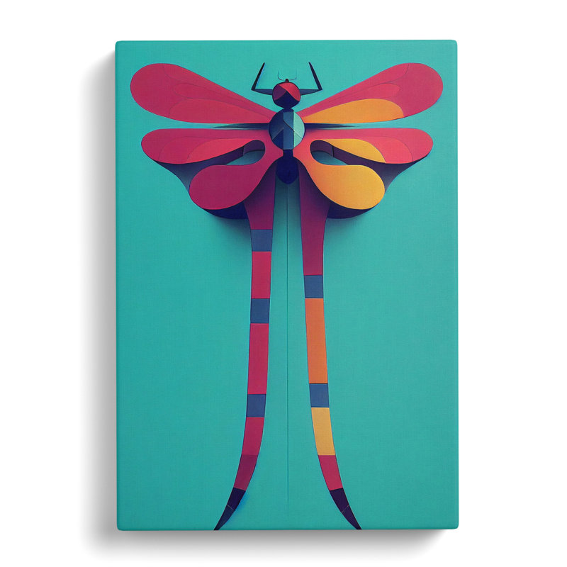 Bryne Dragonfly Cubism - Wrapped Canvas, 50cm H x 35cm W x 3cm D