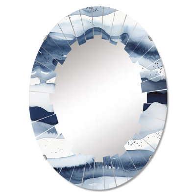 Classic Blue Waves Wall Mirror, Fractals Modern - Abstract Classic Blue Waves III