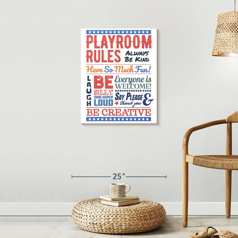 " Playroom Rules " by HomeyNotes Studio, 25" H x 20" W x 1.25" D