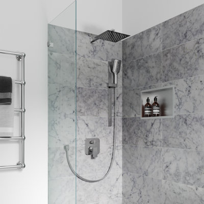 Resort 10-in Rain Showerhead Combo Shower System with Adjustable Handshower Slide Bar and Pressure Balanced Mixing Valve
