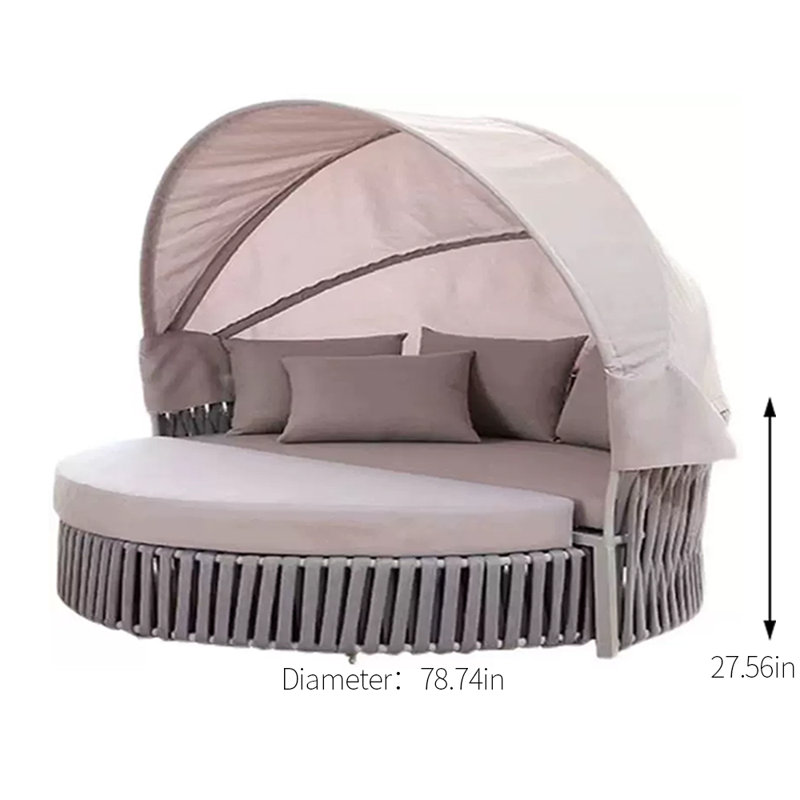 Leisure Patio Daybed 78.74'' Wide Circle Patio Daybed with Cushions