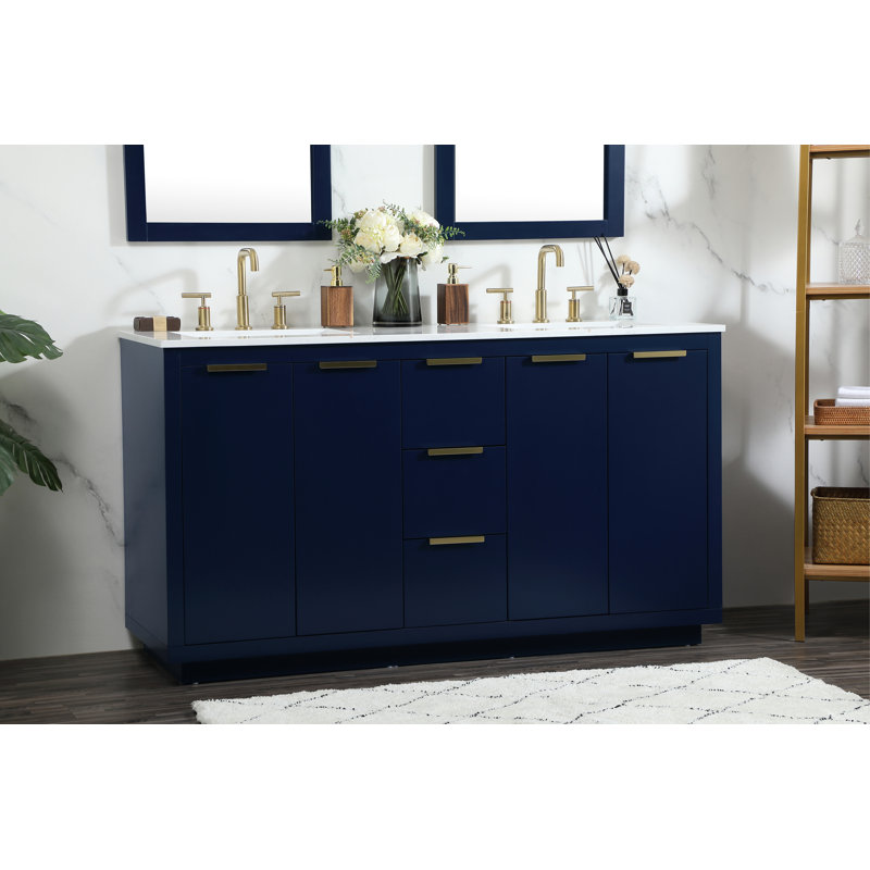 Ensemble de meuble-lavabo double Broadlands, Bleu