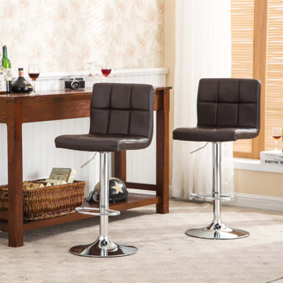 Tabouret de bar pivotant réglable en similicuir, ensemble de 2