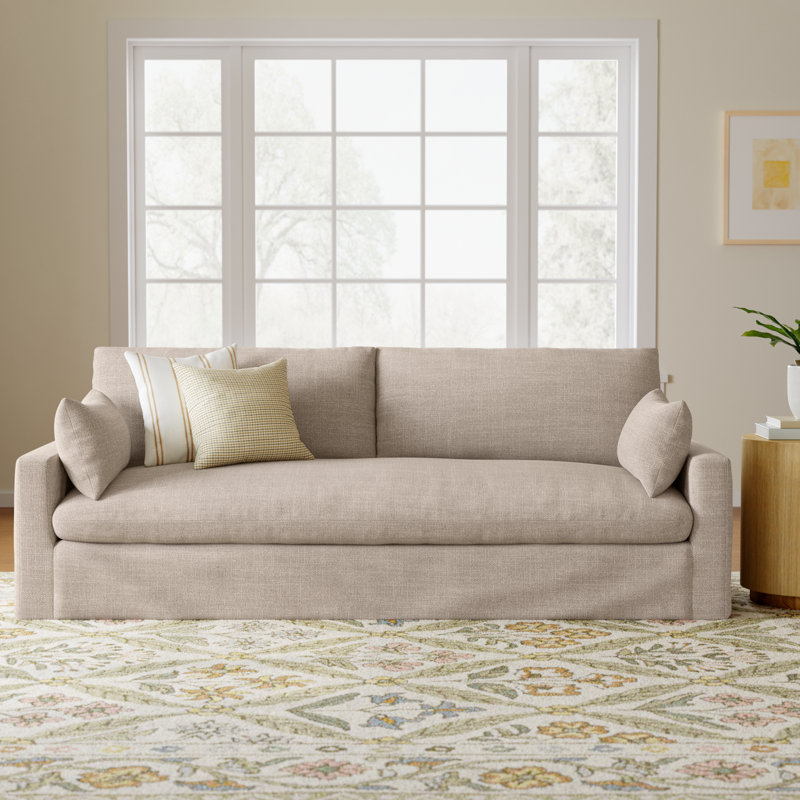 Luna 90'' Slipcovered Sofa, Conversation Ivory Basketweave