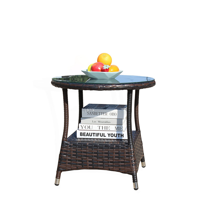 1 table basse ronde avec verre trempé transparent, table centrale