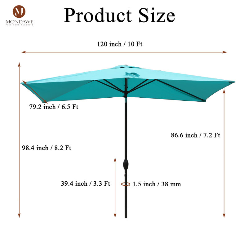 Parasol de marché rectangulaire 120 po x 79 po Mossas, Lac bleu