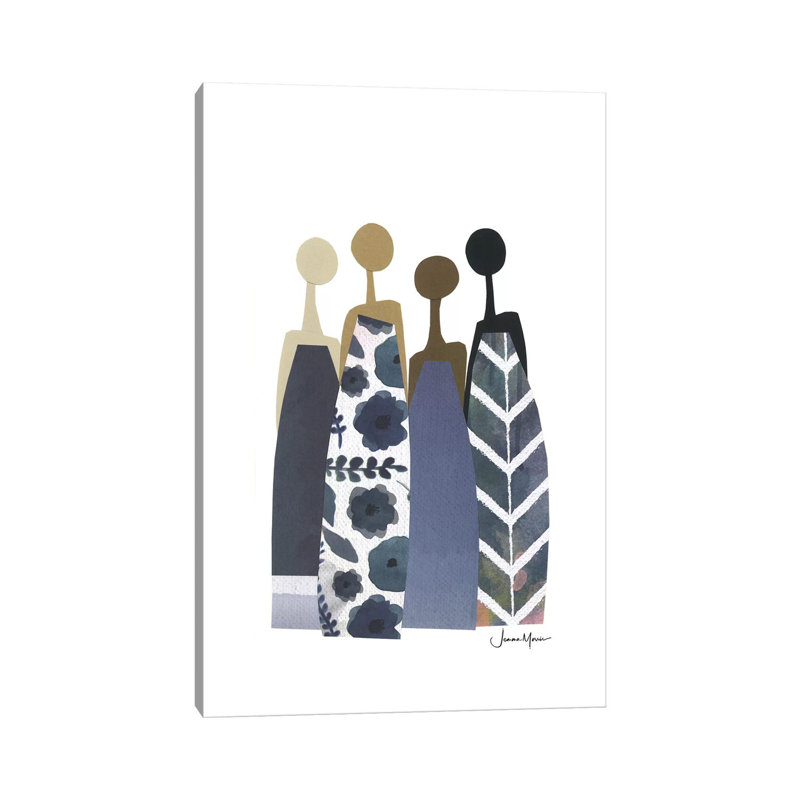 Diverse Women In Blue Dresses by Jemma - Wrapped Canvas Print, 18" H x 12" W x 1.5" D