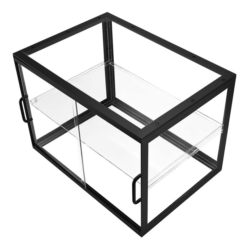 Vitrine de boulangerie, vitrine de pâtisserie commerciale à 2 niveaux, boîte à pain en acrylique transparent pour la cuisine, armoire à gâteau de fête avec porte coulissante pour beignet à dessert, 21,7 po x 15,2 po x 15,4 po