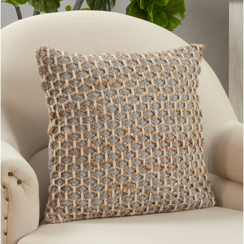 Islander Collection Cotton Throw Pillow, Gray, Pillow Cover Only - No Insert, 18"H x 18"W