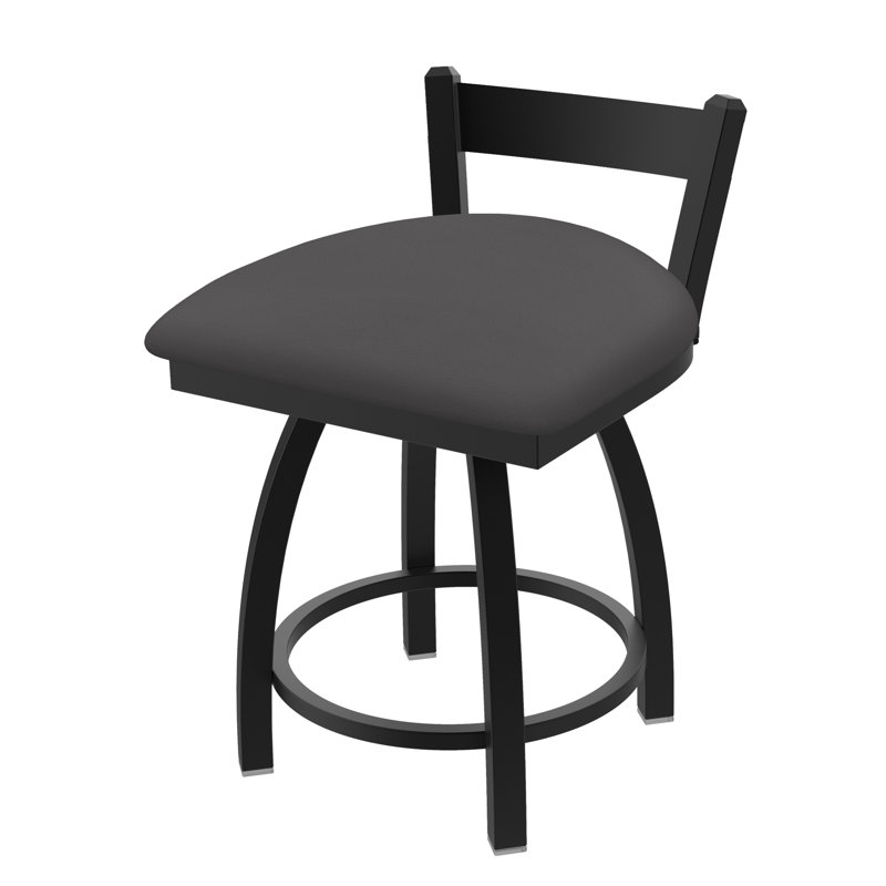 Tabouret de coiffeuse à dossier bas 18 po Catalina, Nickel anodisé, Vinyle - Tempête de galop