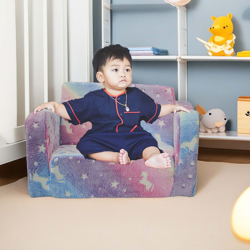 Canapé modulaire convertible 2-en-1 pour enfants, canapé-lit compressible convertible avec rembourrage doux pour les enfants