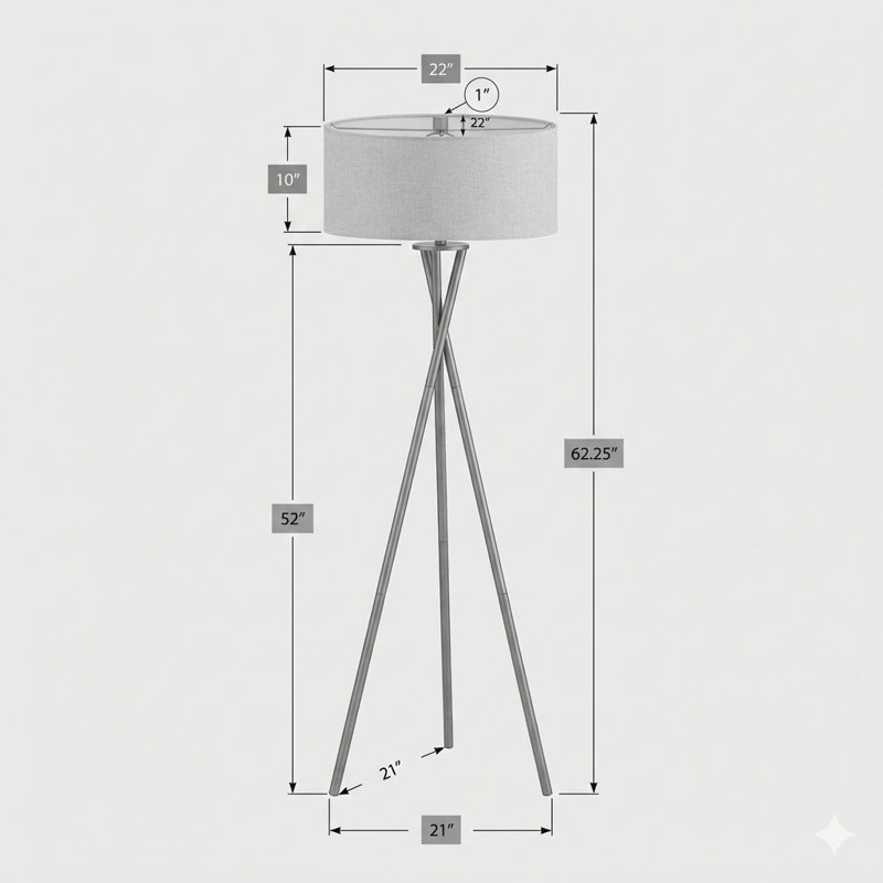 Lighting, H 62 po, lampe sur pied, métal noir, abat-jour ivoire / crème, contemporain, Noir