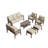 7-Piece Metal Patio Furniture Set, 9-Seat All-Weather Conversation Sofa With 4 Inches Thick Beige Cushions, Khaki Frame, Coffee Table & Ottomans For Porch Backyard Garden-1029521100