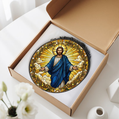 Religious Art Stained Glass Window Panel，12"H