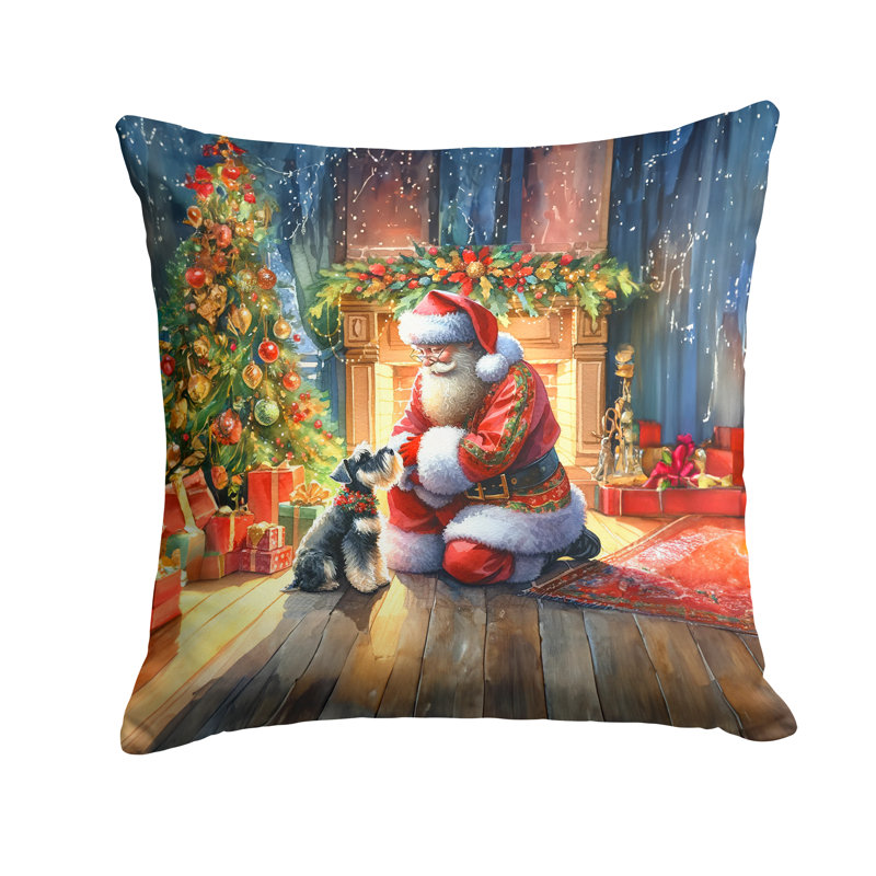 Coussin Schnauzer and Santa Claus, H 18 po x l 18 po