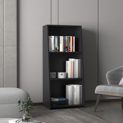 Élégante bibliothèque fonctionnelle à trois niveaux pour rangement et présentation organisés