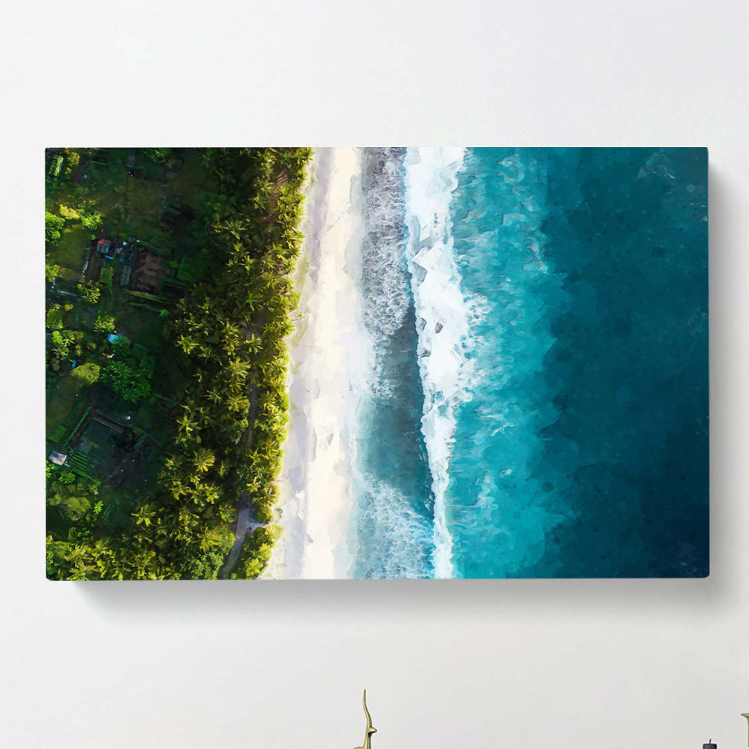 Birds Eye View of the Beach in Abstract - Wrapped Canvas