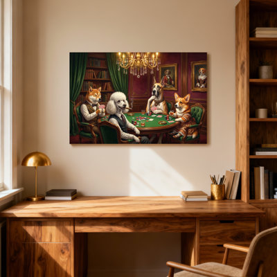 Animals Dogs Playing Poker In Elegant Room