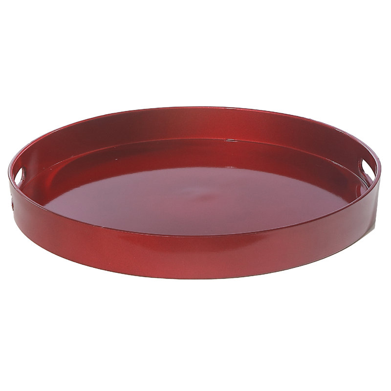 Plateau de service rond avec poignée, Rouge